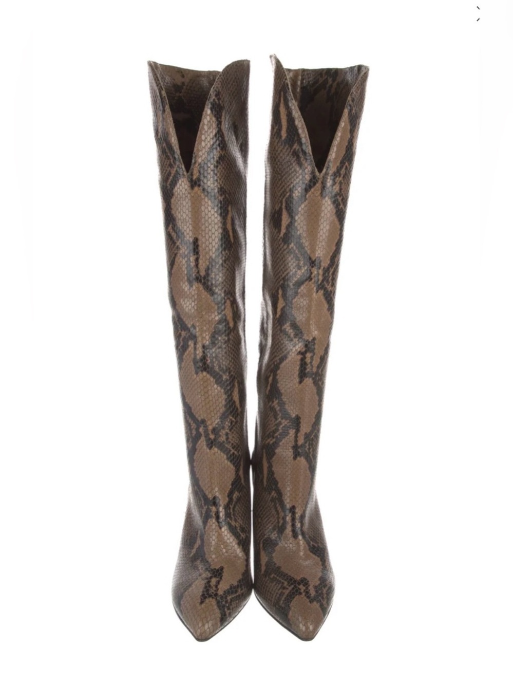 Paris Texas Genuine Leather Brown Snake Print Boots
